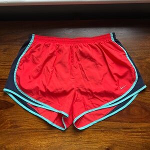 Nike Red and Blue Dri-FIT Tempo Mid-Rise Brief-Lined Running Shorts